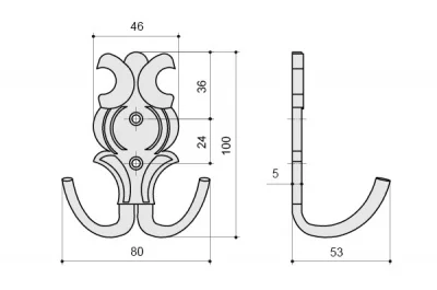 Вешалка, отделка серебро античное