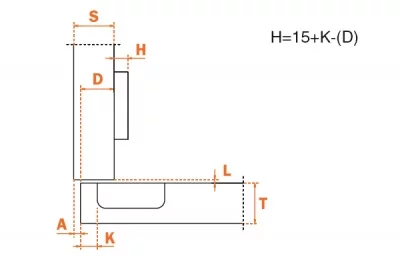 Петля 94" накладная (толщина фасада 19-35 мм)
