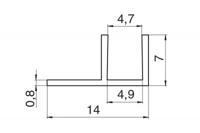 Профиль угловой 600мм для стеновых панелей, отделка алюминий