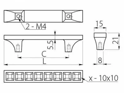 Ручка мебельная с кристаллами C=96, хром GTV UZ-02C096-01