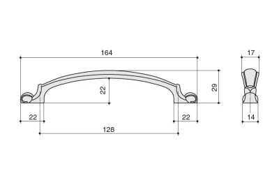 Ручка-скоба 128мм, отделка бронза матовая