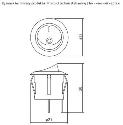 GTV: Выключатель клавишный, круглый, max 750W, белый AE-WLIP44-15