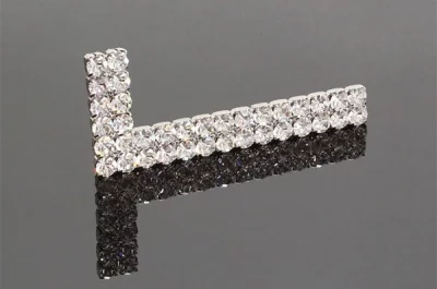 Накладка декоративная г-образная с кристаллами, левая, отделка никель + горный хрусталь