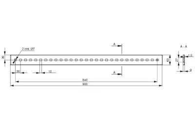 Рейлинг перфорированный l.900мм, отделка белый бархат (матовый)