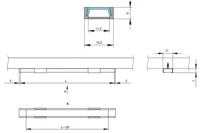 Профиль-рассеиватель 1506 для LED подсветки, L=2000мм, отделка транспарент