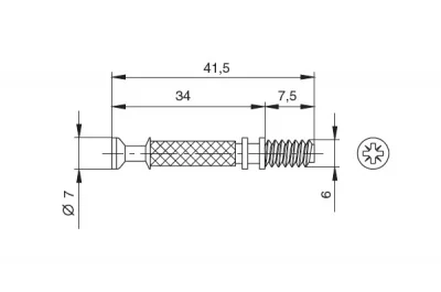 Шток-евровинт для стяжки эксцентриковой, отделка цинк (за 100 штук)