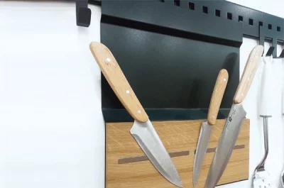 Держатель для ножей с 2-мя магнитами, 280х33х320мм, отделка черный бархат (матовый)