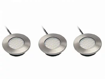 GTV: Комплект квадратных светодиодных светильников BARRI Plus (внутренний), 3x1,5W, 27 диодов, 230VAC, 2700K, холодный белый LD-OBP27ZB-53