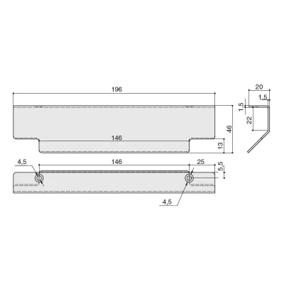 Ручка-профиль накладная 196мм, отделка черный бархат (матовый)