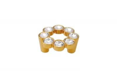 Ручка-скоба 32мм, отделка золото глянец + горный хрусталь