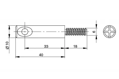 Шток-евровинт для стяжки конической d.15мм, отделка цинк