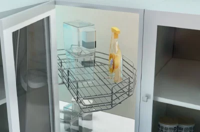 Сетка в угловую базу поворотная, отделка хром (в комплекте с креплениями 905/S3g и 905/S5) Сетка в угловую базу поворотная, отделка хром (в комплекте с креплениями 905/S3g и 905/S5)