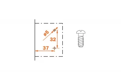 Клип-ответная планка Н2 с евровинтом, крестообразная, отделка титаниум