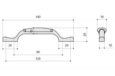 Ручка-скоба 96-128мм, отделка медь античная + керамика