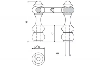 Держатель фигурный торцевой, отделка золото