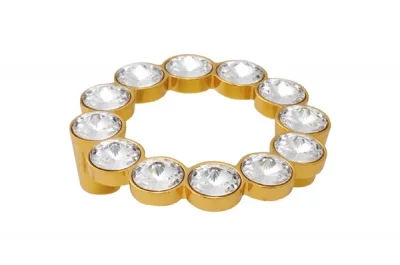 Ручка-скоба 64мм, отделка золото глянец + горный хрусталь