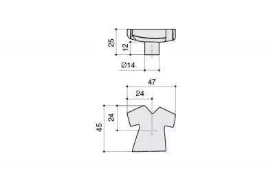 Ручка-кнопка, отделка алюминий полированный + смола