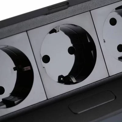 GTV: Удлинитель настольный SOFT 3 розетки AE-PBSC3GS-20 (Schucko), черный, с проводом 1,5 метра: AE-PBSC3GS-20N