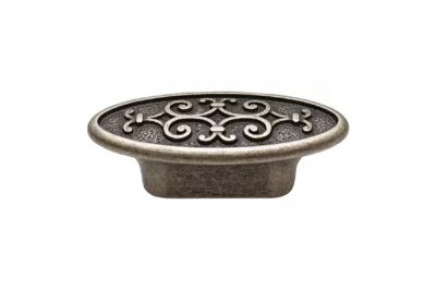 Ручка-кнопка, отделка серебро старое