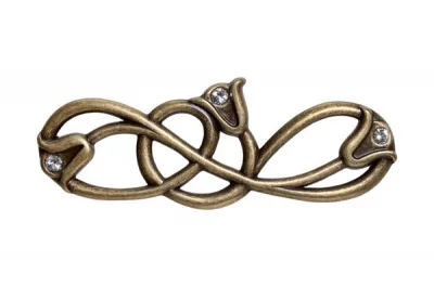 Ручка-скоба 96мм, бронза античная "Флоренция" + горный хрусталь