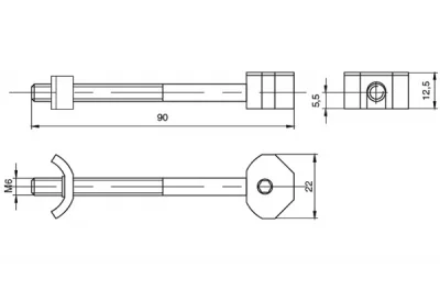 Стяжка столешницы UT Mini-Line 6x90мм, отделка цинк