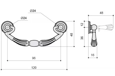 Ручка-скоба 96мм, отделка бронза "Валенсия"