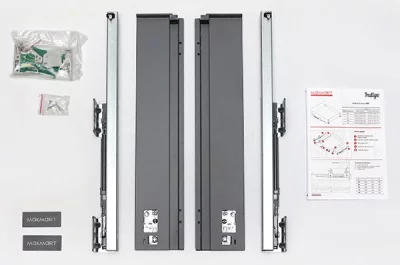 Комплект ящика Indigo H=90, L=400, отделка орион серый: M-IND.KIT.400A1.OG