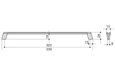 Ручка-скоба 320мм, отделка бронза античная французская
