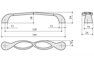 Ручка-скоба 128мм, отделка серебро античное