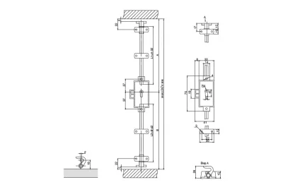 Замок в комплекте со штангами 1200 мм, отделка бронза античная