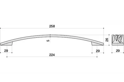 Ручка-скоба 224мм, отделка никель глянец чёрный