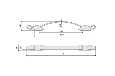 Ручка-скоба 96/128мм, отделка мокко + сталь нержавеющая