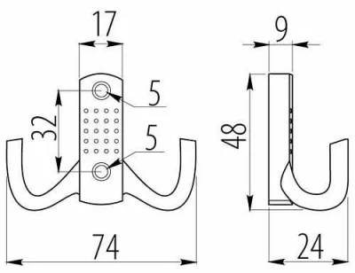 GTV: Мебельный крючок K-23 B0, сатин WZ-B0-K23-02