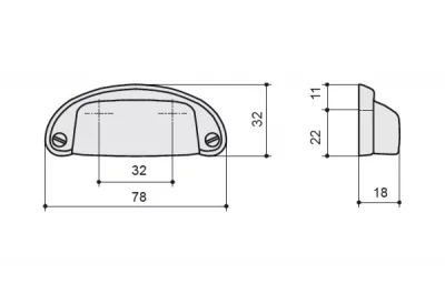 Ручка-скоба 32мм, отделка хром глянец