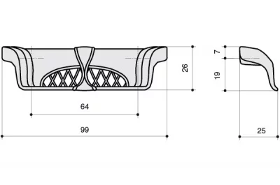 Ручка-скоба 64мм, отделка серебро &quot;Венеция&quot;