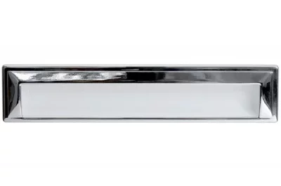 Ручка врезная 192мм, отделка белый глянец + хром глянец