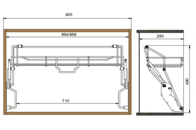 Полка-сушка одноуровневая 900, c лифтовым механизмом