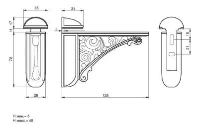 Менсолодержатель, отделка бронза "Флоренция"