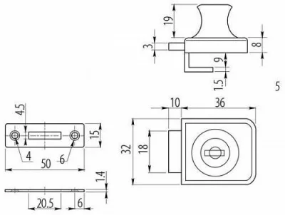 GTV: Замок для стекла 408 хром ZZ-SZ-408-01