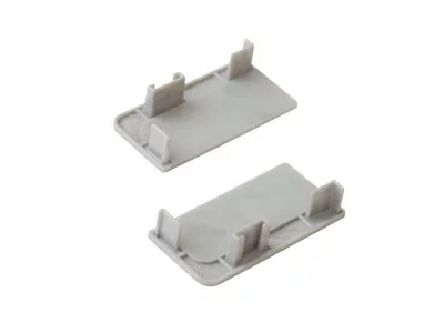 Комплект торцевых заглушек сплошных верхнего профиля GOLA Alphalux (2 части:L+R), пластик серый