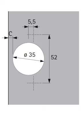 Hettich: 69603: Петля Perfekt 5737 W90 T 42, комплект