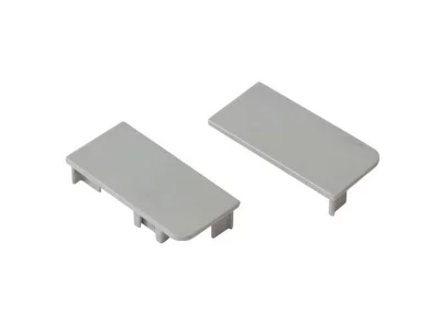 Комплект торцевых заглушек сплошных верхнего профиля GOLA Alphalux (2 части:L+R), пластик серый