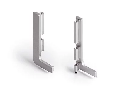 Комплект торцевых заглушек Г-образных верхнего профиля GOLA Alphalux(2 части:L+R), алюминий