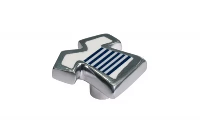 Ручка-кнопка, отделка алюминий полированный + смола