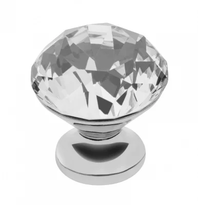 GTV: Ручка-кнопка CRYSTAL PALACE B 30мм, хром/стекло GZ-CRPB30-01