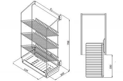 Выдвижная полка для обуви, трёхуровневая