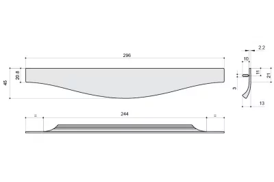 Ручка врезная 296мм, отделка сталь шлифованная