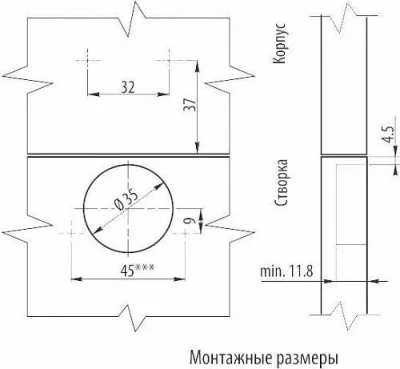 GTV: Петля накладная GTV Ø35 с ответной планкой H=2 без евро шурупа, сверление - 45мм вес-60 гр ZP-BICN092BE