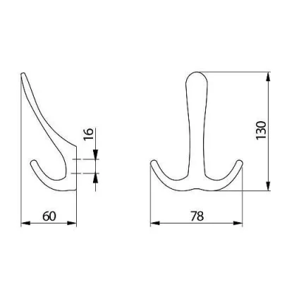 GTV: Крючок мебельный CORDOBA, черный матовый: WZ-CORDOBA-20M