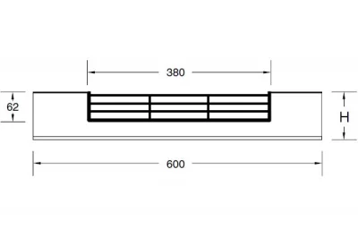 A15 Решётка вентиляционная для цоколя ПВХ H.100, L=600, зеркальный